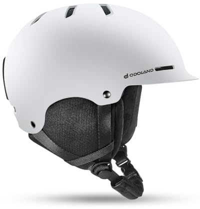 Odoland Casco da Sci per Adulti e Ragazzi, Helmet da Snowboard per Uomo e Donna, Casco da Neve Ventilazione, Paraorecchie Rimovibili, Compatibile con Occhiali da Sci e Snowboard, Bianco