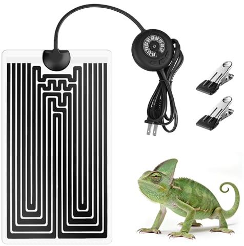 NWUNJ Reptile Heating Pad with Thermostat, 10-Level Adjustable Under Tank Heater, 6x11 Inch Graphene Heat Mat for Turtles Frogs Snakes Lizards Geckos Hermit Crabs Spiders, Safe & Even Warming
