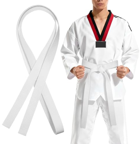 Healeved Ceinture de Taekwondo Taille Officielle (1 Pièce) - 280 Cm, Ceinture d'arts Martiaux pour Adultes Et Jeunes, Poids Lourd de pour Les Tests de Grade en Karaté (Blanche)