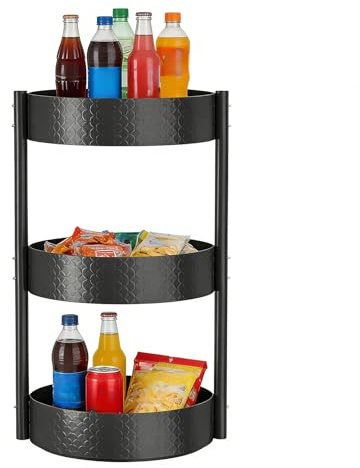 Generico Carosello per la conservazione delle spezie - Organizer girevole da banco, scaffale da cucina con vassoio girevole a 360°, supporto per vasetti multipli con design compatto e impilabile, di