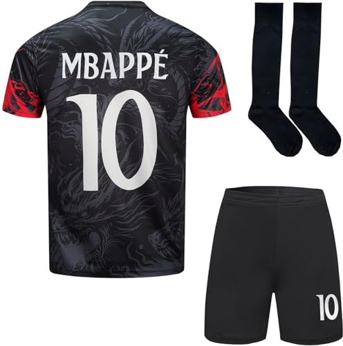 Mokiss No #10 Édition Spéciale Dragon pour Enfants, Shorts, Chaussettes, Tailles Jeune(26,Rouge/Noir)