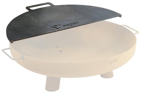 BBQ-Toro grillplatta av kolstål för Ø 60 cm eldskålar | halvrund med handtag | grå | grillfäste för eldskål, grillplatta, eldtunna | eldskål tillbehör, eldtunna grill