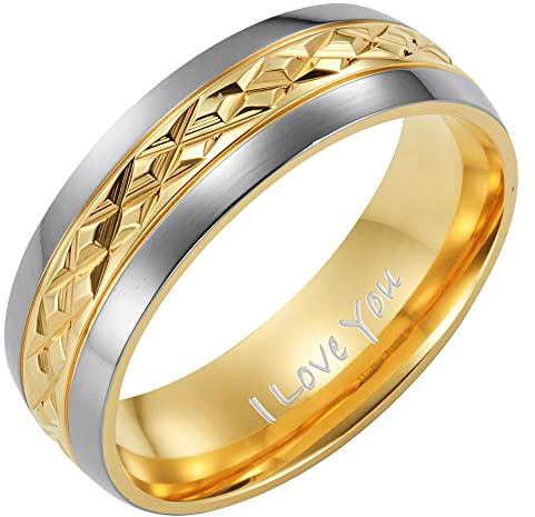 Willis Judd 7mm Titanium Ring for Men Engraved I Love You In Wooden Gift Box Wedding Band Ring Mens Engagement Ring Groove Promise Ring Comfort Fit