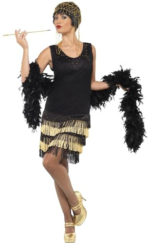 Smiffys Costume de délurée à frange des années 20, comprend robe avec dentelle et frange à perle Halloween