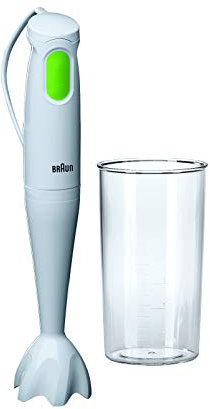 Braun MultiQuick 1 MQ100 Hand Blender, Soup Mixer, Stainless Steel Blades, BPA-Free Plastic Beaker, Dishwasher Safe Wand - White