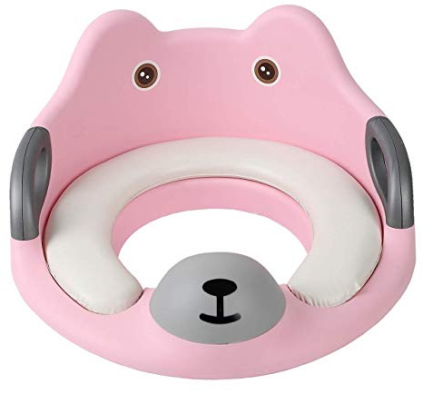 MASS DYNAMIC Toddler Toilet Seat – Pink Potty Training Seat for Girls – Non-Slip Child Toilet Trainer with Handles, Backrest & Splash Guard – Padded Cushion – Suitable for Ages 1–7
