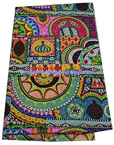 Indiskt handblock tryckt jaipuri tryck tropisk paisley blommig etnisk sanganer kurti tryck bomullstyg (multi Israel, 5 yards)