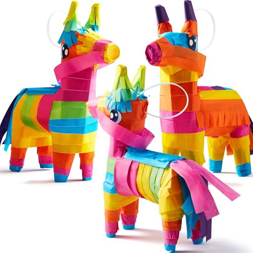 JOYIN 3 pcs Mini Pinatas d'âne 19cmx14cm Arc-en-ciel, Décorations pour événements Luau, Carnavals Festivals, Anniversaire