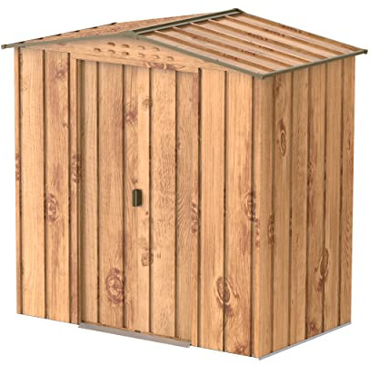 Duramax TOP 6 x 4 (2.17 m²) Metall gerätehaus, hergestellt aus verzinktem Stahl, verstärkte Dachkonstruktion, wartungsfreies und witterungsbeständiges Metallgerätehaus, Geräteschuppen, Holzmaserung