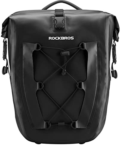 ROCKBROS Borsa Bici Posteriore Impermeabile, Borsa da Portapacchi Laterale Anti-pioggia per MTB Bicicletta, per Viaggio di Ciclismo, Facile Trasportare, Grande Capacità 25L, 5 Colori Disponibili