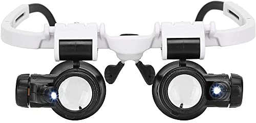 Tiardey Lente di ingrandimento per occhiali, 8 x 15 x 23 x lente di ingrandimento con luce a LED, per leggere, lente d'ingrandimento per occhiali