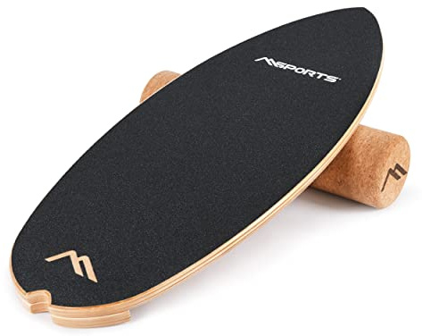 MSPORTS Balance Board aus Holz – Surf Balance Trainer für Gleichgewicht, Core-Training & Physiotherapie – Rutschfeste Oberfläche, Robust & Langlebig – Fitnessboard für Erwachsene & Kinder