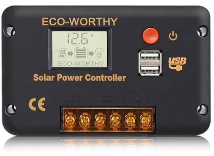 ECO-WORTHY 30A Laderegler Solar 12V/24V, Solar Laderegler Intelligenter Regler mit zwei USB-Anschlüssen Solarbatteriecontroller LCD-Display