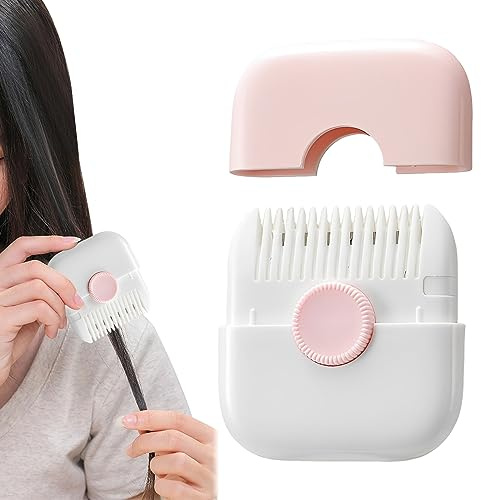 Dual-Side Hair Cutting Comb, 2 In 1 Hair Trimmer Adjustable Split Ends Hair Trimmer Mini Manual Hair Trimmer Comb Portable Double Sided Hair Razor Comb Cutter Hair Trimmer for Women (Pink)