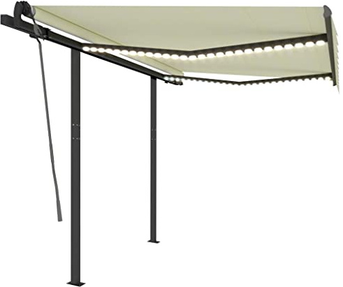 Store de terrasse, de jardin, de balcon, auvent à bras articulés, avec LED, 3 x 2,5 m, crème pour terrasse