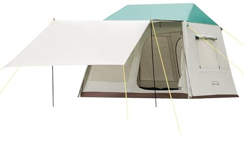 Zelt Wasserdicht Familienzelt 4 Personen Groß Zelt mit Vordach & Integriert Halterungen aus Rostfreiem Stahl Kuppelzelte für Outdoor Picknick Hiking Camping Zelte 2.4x2.1x1.85m