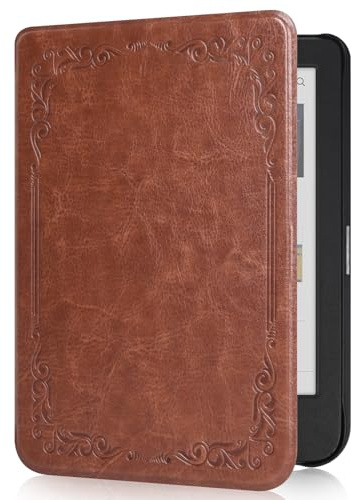 Tenano 6 Fodral till Kobo Clara Colour | BW | 2E, Tolino Shine Colour/Shine 5/4 - Tunt Skyddshölje med Automatisk Viloläge/Väckning - Brunt | Skyddsfodral med automatisk standby/väckarklocka, brun