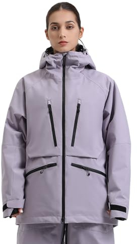 GSOU SNOW Womens Ski Jacket Mens Snowboard Coat Waterproof Insulated Snow Coat Winter Hooded Mountain Jackets Lavender M