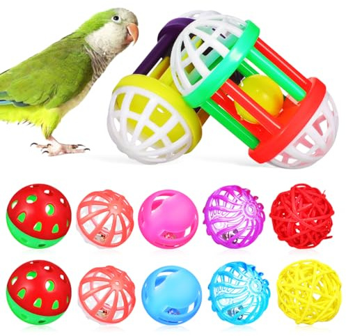 YARNOW 12pezzi Palline Colorate Per Uccelli Giocattoli Da Foraggio Per Pappagalli E Pappagallini Giochi Per Masticare E Allenamento Divertenti E Adatti Piccoli Uccelli