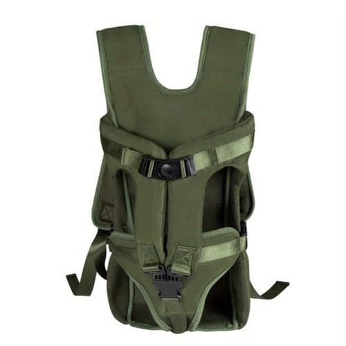 IFIKK Pet Bag on The Chest Adjustable Hands Free Dog Backpack Carrier for Medium Small Dogs (Army Green,M)