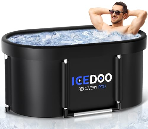 Wxtkkom New Upgrade XL 139-Gallon Oval Ice Bath Tub - 6 Layered Portable Bathtub, Drop-In Bathtubs Foldable with Cover Cold Plunge Tub for Athletes, Home Gym, Outdoor Recovery Use