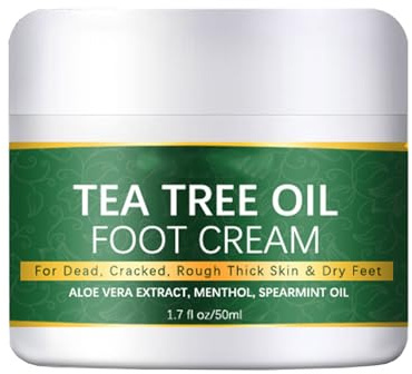 KOAHDE Crema Olio di Albero del tè,Crema per la Cura dei Piedi,50ML,1PC,per Piedi e Mani,Ammorbidisce,Massima Forza per la Cura di Mani