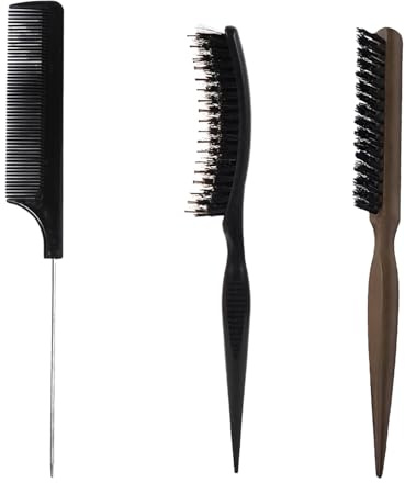 Juego de 3 cepillos de pelo de cerdas de jabalí, juego de cepillos de pelo de cerdas de jabalí naturales, cepillos de pelo y peine para mujeres y hombres, cepillos de paleta de cerdas de jabalí con