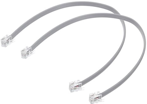 QUARKZMAN 2 Pack Cable De Teléfono, Cable Telefónico RJ12 6P6C Macho A Macho De 30 cm Para Hogar, Oficina, Gris