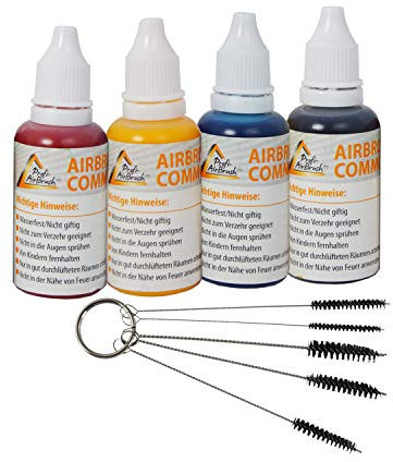 Aerógrafo de Juego: 4 Colores de aerógrafo con cepillos de limpieza de Set – La creación de calcomanías para aerógrafo creativas y aerógrafo de pintura corporal con aerógrafo de Compresor y aerógrafo pistola de