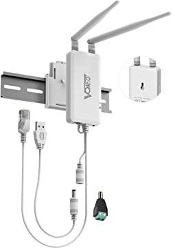 VONETS Industrie 2.4GHz Wlan Bridge Mini WiFi Router Verstärker Ethernet zu WiFi Hotspot Extender Signalverstärker 2 RJ45 Ports DC/USB Stromversorgung mit 2 Antennen für DVR PLC Netzwerkgeräte VAP11S