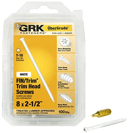 GRK Fasteners 96065 White FIN/Trim #8 x 2-1/2 Screws 100CT