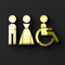 Simbolo Uomo Donna Disabili WC Bagno Toilette porta Omini segnale Targa Porta Targhetta Adesiva Segnaletica Oro Lucido plexiglass