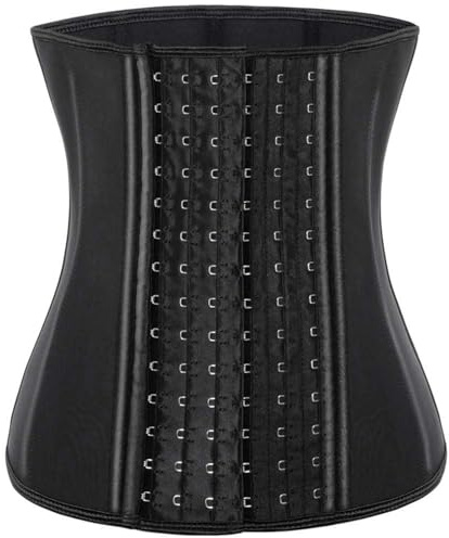 Entrenador de Cintura para Mujer, corsé, Moldeador de Cuerpo, Faja Recortadora con Extensor de Huesos de Acero - Negro - XXS