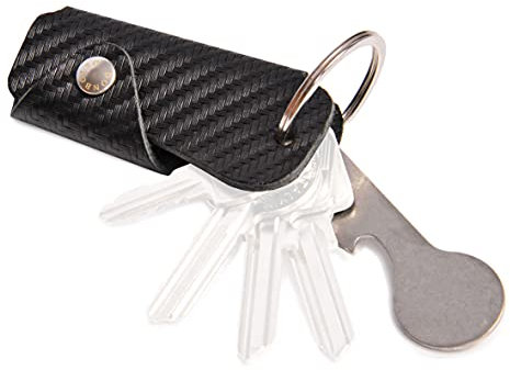 DONBOLSO Colt | Custodia per Chiavi con Rilascio del Carrello Della Spesa | Custodia in Pelle per Chiavi da 1 a 6 | Carbonio