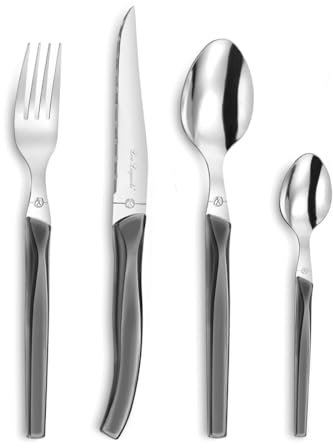 Lou Laguiole Rising Sun - Ménagére 24 pièces, Acier inoxydable, Gris