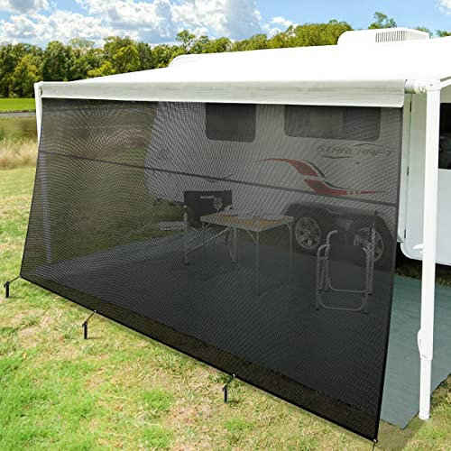 ZXMOTO Wohnmobil-Markise, Sonnenschutz, 38,1 x 22,9 cm, mit Reißverschluss, schwarzes Netzgewebe, Wohnmobil, UV-Blocker, komplettes Set für Wohnmobil, Camping, Anhänger