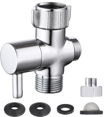 Hsmhose Bidet T Adapter with Shut off Valve, Metal T Valve for Bidet 7/8” X 7/8” X 1/2”or 3/8”, Tee Connector Bidet Attachment for Handheld Toilet Spray