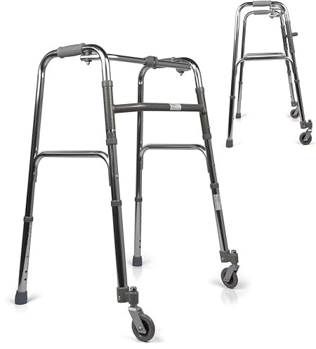 App Life Deambulatore per Anziani in Alluminio Leggero 2 Ruote Piroettanti - Dispositivo medico di classe I - Pieghevole Regolabile in Altezza - Girello per Anziani