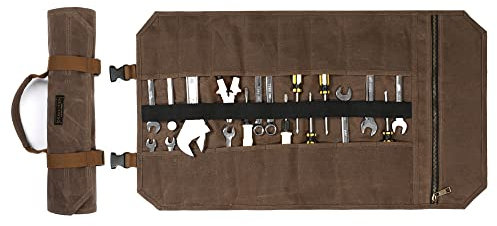 Denifiter Werkzeug rolltasche, strapazierfähiges, gewachstes Segeltuch, Werkzeug-Rolltasche, Multi-Purpose werkzeugtasche, (L) 63.5CM x (H) 36.5CM Grau