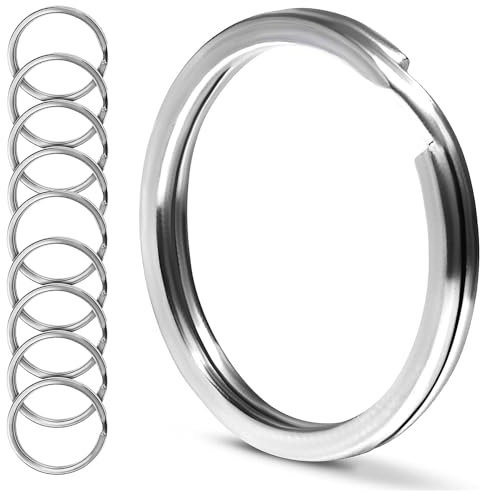 10 Pcs Key Ring Hoop, 25mm Stainless Steel Key Rings Keyring Ringsfor Keychain, Car Keys, Dog Tag Ring, Crafts, Flat Split Rings