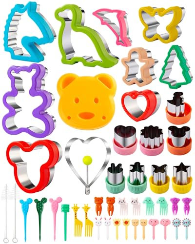 Nifogo Ausstechformen 45 Stück, Plätzchenausstecher, Sandwich-Ausstecher Obst- und Gemüseschneider Edelstahl mit Obstgabeln