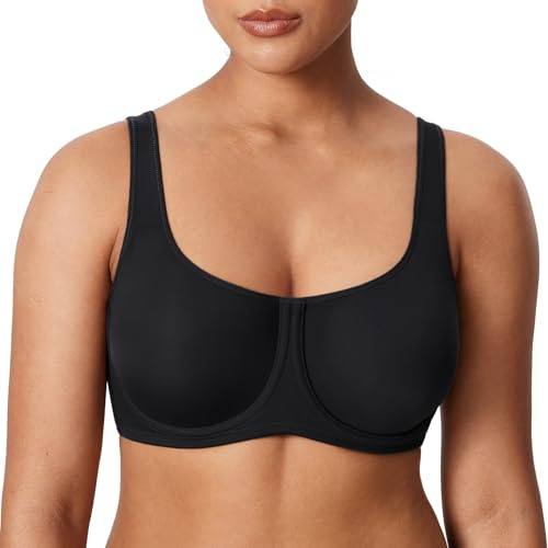 DELIMIRA Women's Confishape Full Coverage Bra Plus Size T Shirt Supportive Underwire Unlined Comfortable Bras Black - Unlined 34E