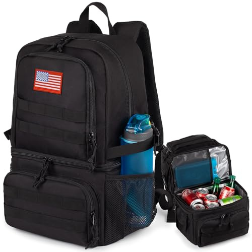 Tactical Double Deck Cooler Backpack for Men,Large Lunch Backpack with 2 Compartment,Soft Coolers Bag Water-Resistant Leak Proof Coolers Bag Beach Picnic