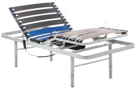 Geriafy - Letto Elettrico Regolabile | 80x190 cm | Struttura Rinforzata | Telecomando via Cavo e Gambe Regolabili a 4 Altezze