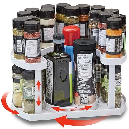 Organizador Especias Especieros para Cocina. Especiero Giratorio Almacenamiento Cocina Estanteria Cocina Estanterias Almacenaje Estante giratorio cocina Organizadores especia Cocinas (Blanco)
