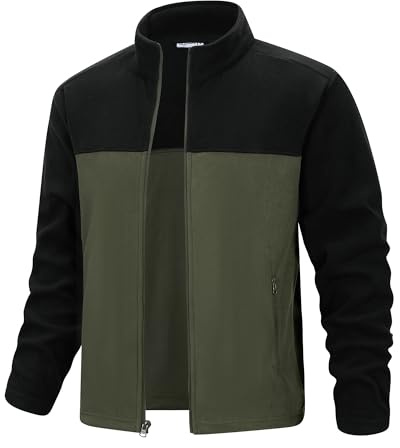 33,000ft Men's Fleece Jackets Full Zip Lightweight Warm Ski Midlayer | Soft Outdoor Microfleece Jacket, Winter Thermal Jackets with Pockets, Stand Collar Fleece Tops for Hiking Work Casual