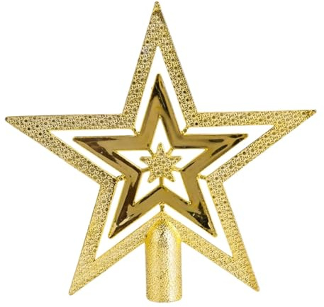 Golden Glitter Star Tree Topper - 18cm Christmas Decoration