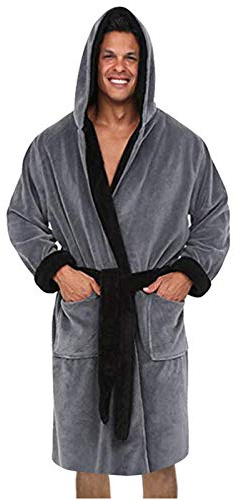 Generico Accappatoio Uomo Spugna Con Cappuccio, Asciugamani Bagno Morbido E Assorbente Vestaglia Uomo Invernale Asciugatura Rapida, S-5XL