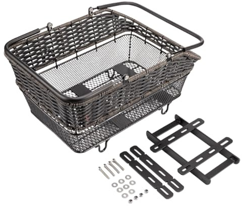 MotiveTech Cesta Trasera Universal para Bicicleta, 45 X 32,5 X 20 Cm, Ligera, Multifuncional, con Asa para Bicicletas, PP y Metal