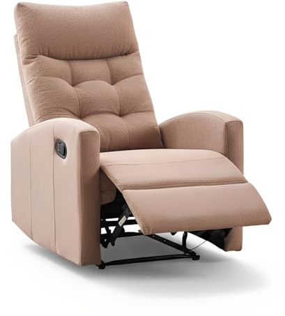Marvin Poltrona Relax Reclinabile Manuale con Poggiapiedi Solena, Schienale Regolabile Seduta Ergonomica in Tessuto per Arredo Salotto, Soggiorno e Ufficio (Tortora)
